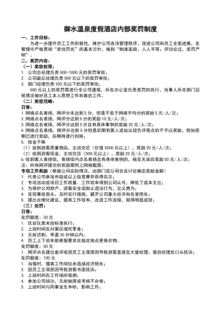 酒店内部奖罚制度