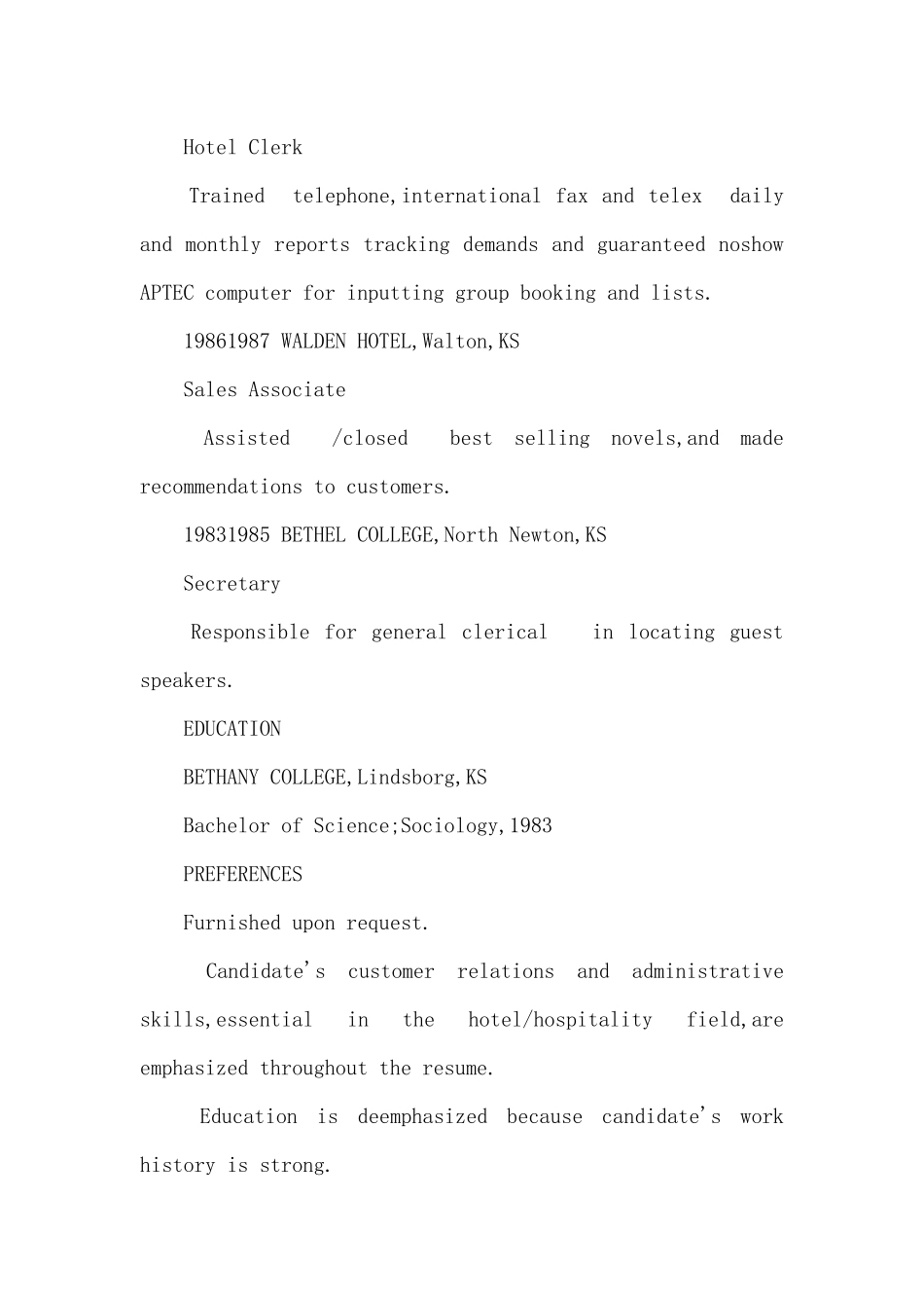 酒店应聘英文简历模板_第2页