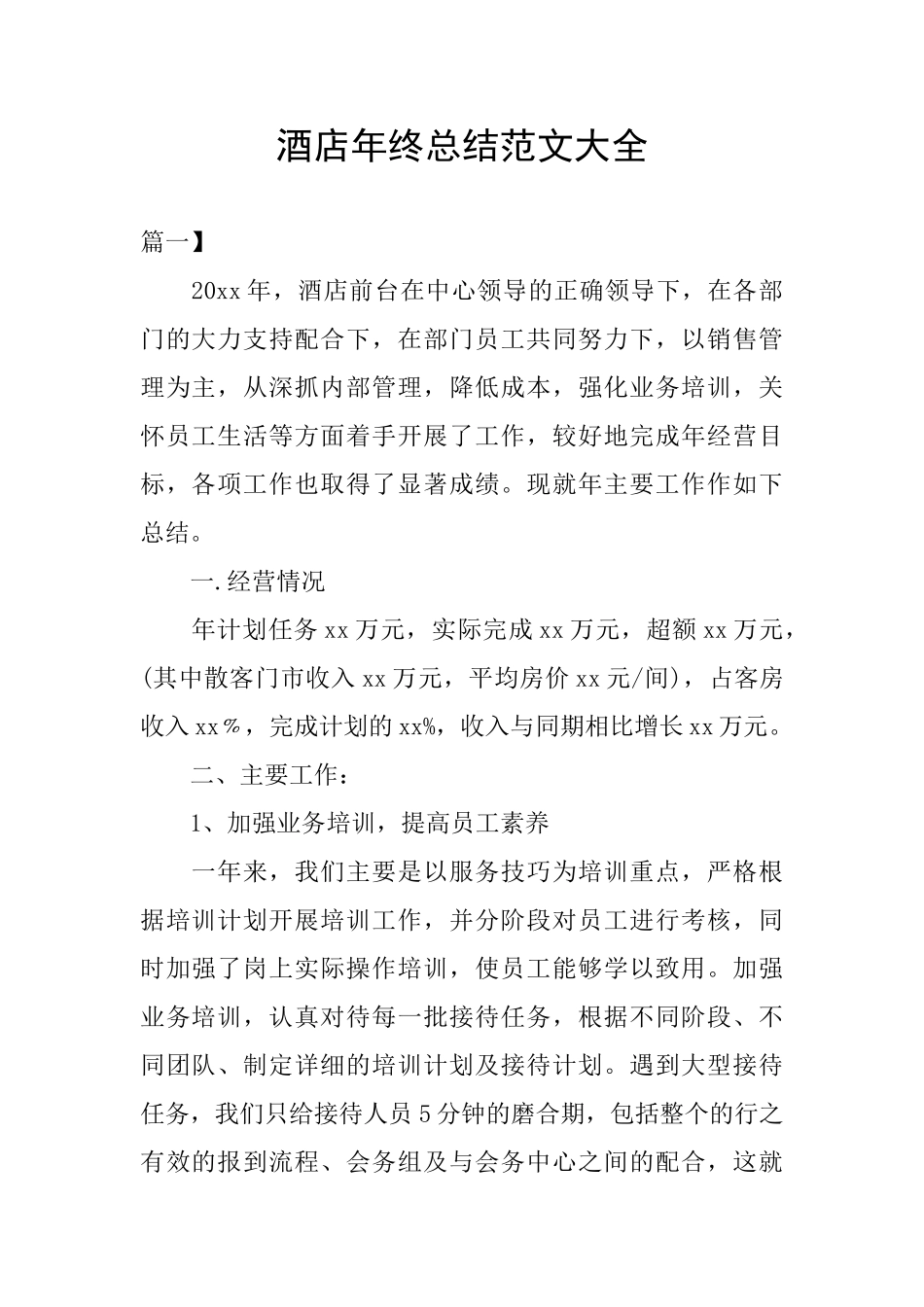 酒店年终总结范文大全_第1页