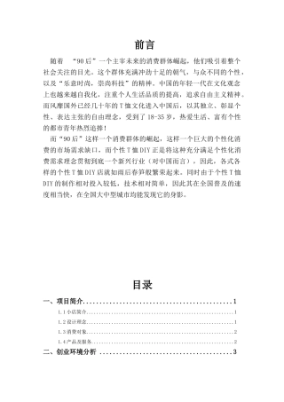 特色T恤创业计划书