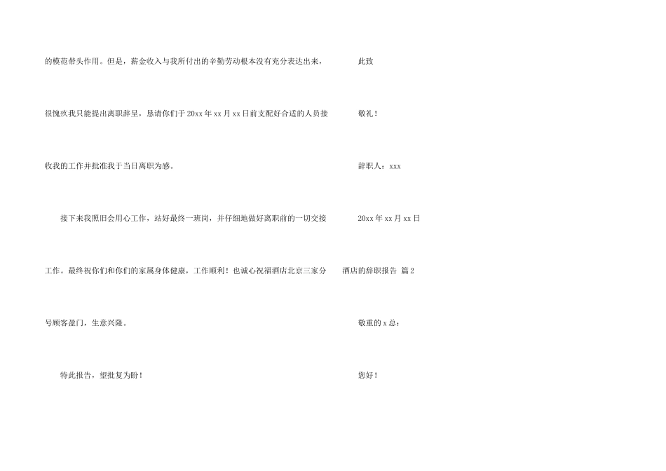 酒店的辞职报告模板汇编九篇_第2页