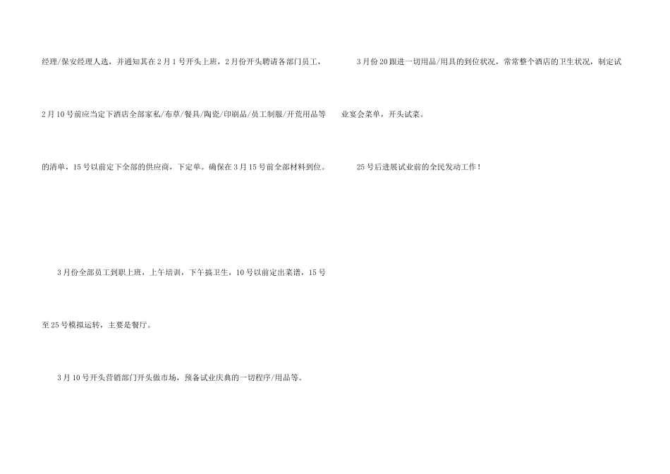 酒店筹备开业计划书_第3页