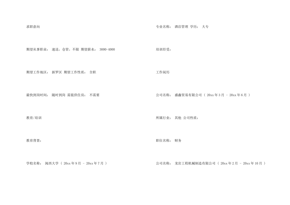 酒店管理大专求职简历_第2页