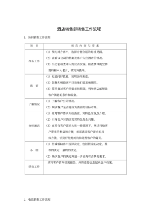 酒店销售部销售工作流程