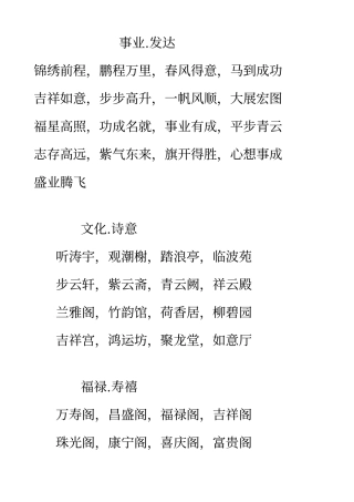 酒店雅间名称