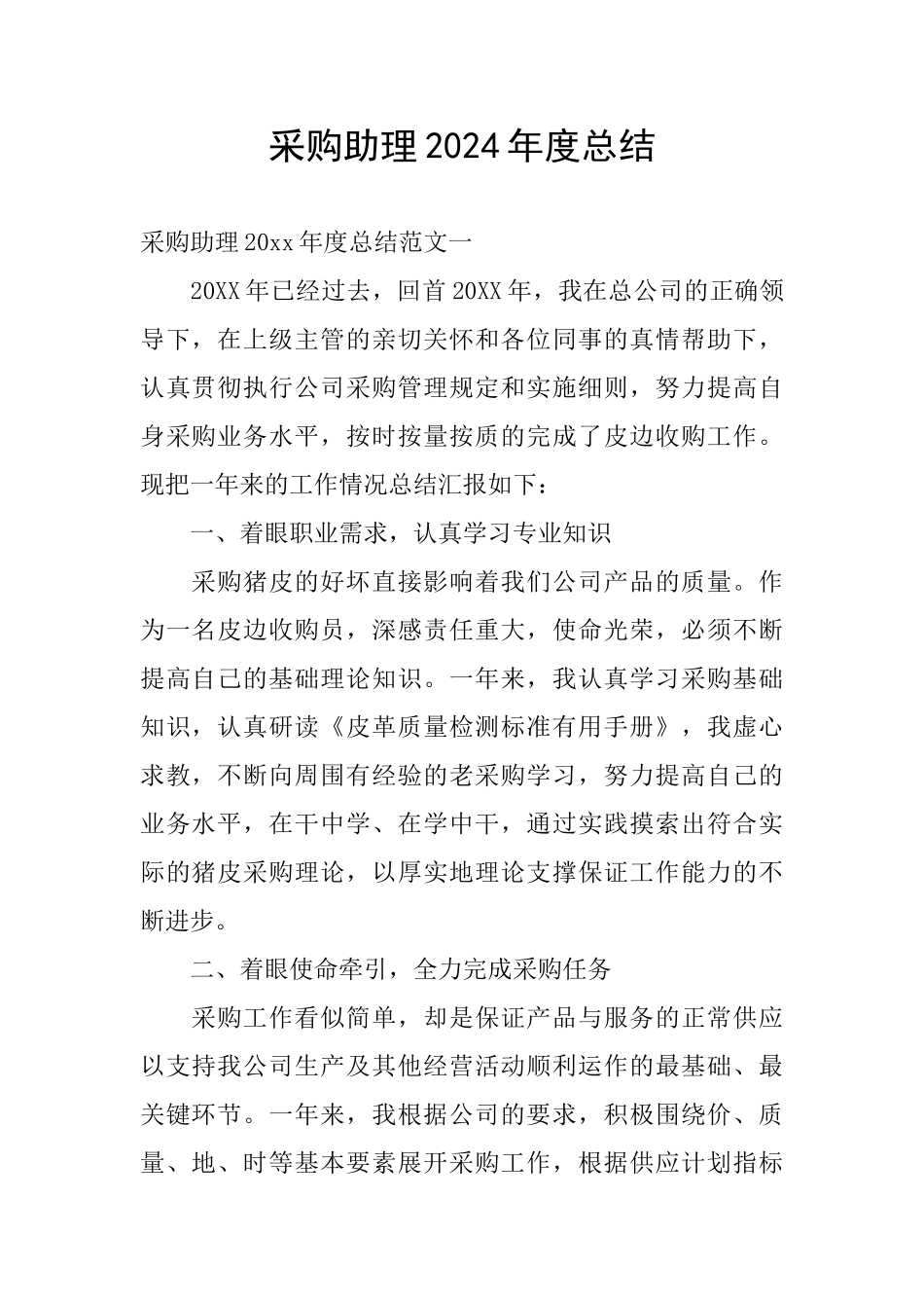 采购助理2024年度总结_第1页
