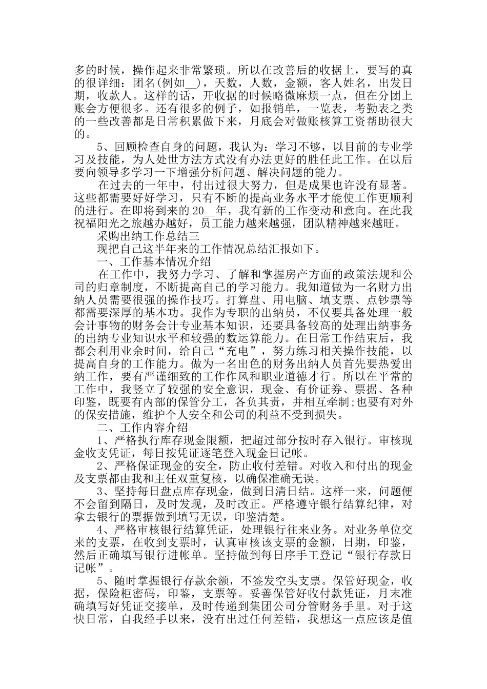 采购出纳工作总结范文_第3页