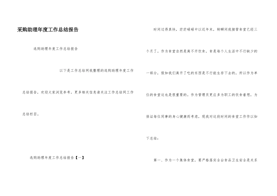 采购助理年度工作总结报告_第1页