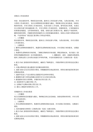 采购员工作岗位职责