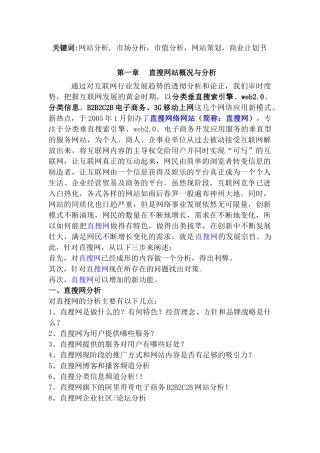 网络网站分析与商业计划书