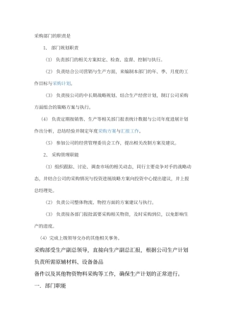 采购部门职责范围