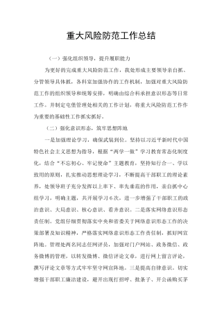 重大风险防范工作总结