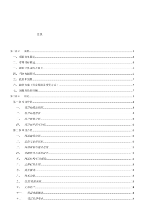 网站项目商业计划书范本