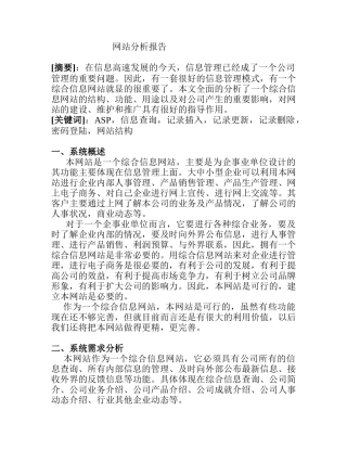 网站综合性公司分析报告