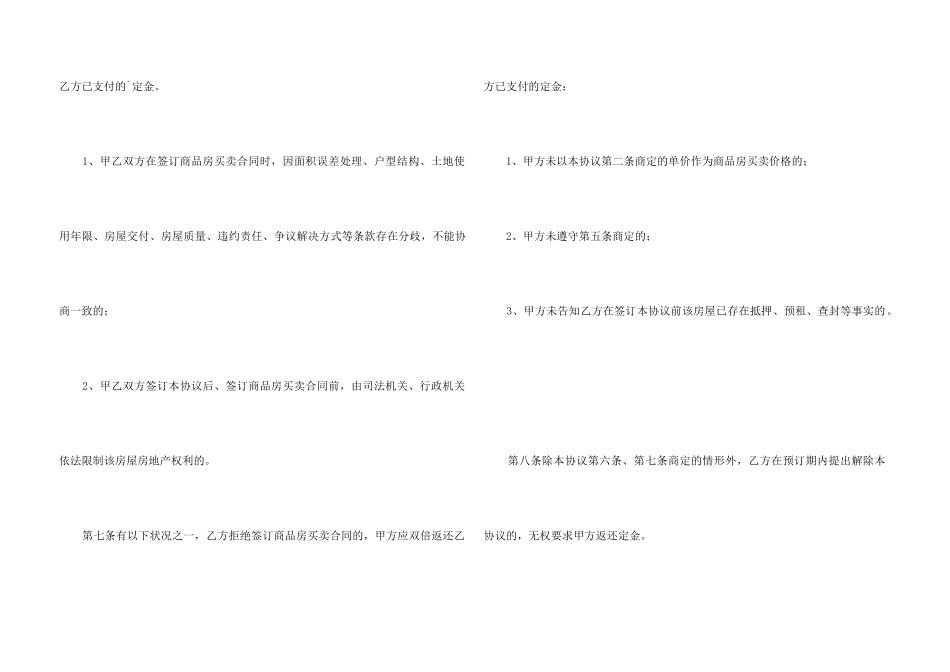 重庆市商品房买卖定金协议_第3页
