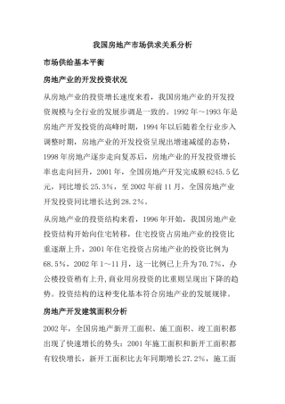 我国房地产市场供求关系分析