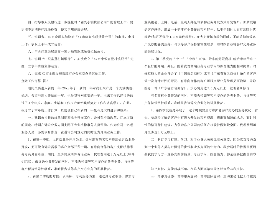 金融工作计划六篇_第2页