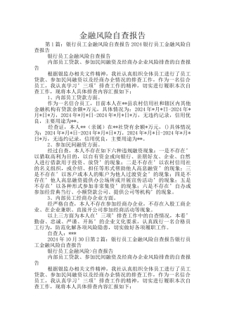金融风险自查报告