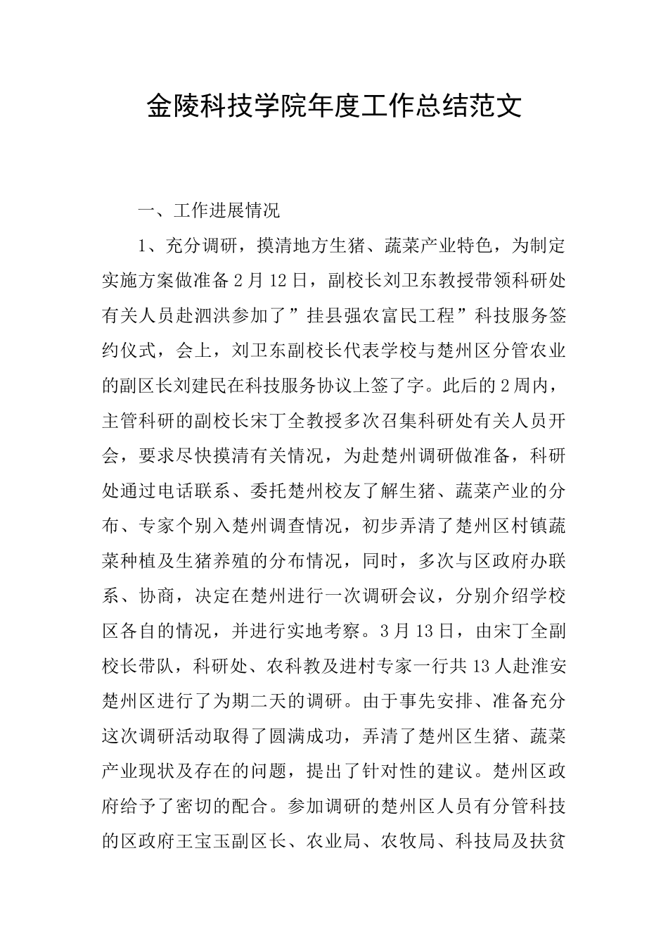 金陵科技学院年度工作总结范文_第1页