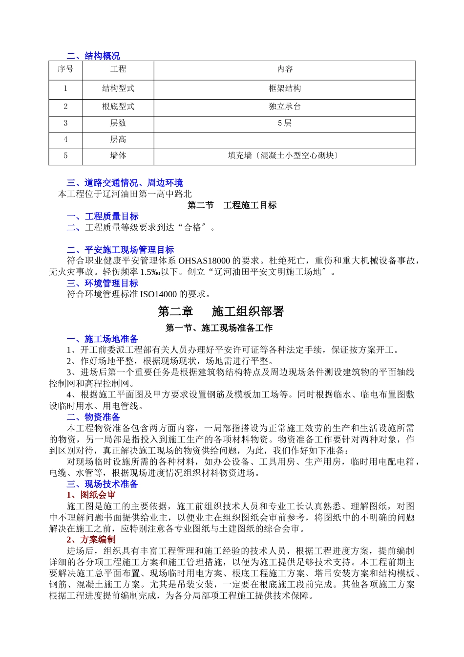 鑫汇隆工业园物业管理楼施工组织设计1_第2页
