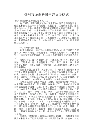 针对市场调研报告范文及格式