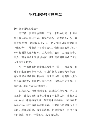 钢材业务员年度总结