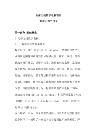 无线数字电视商业计划书