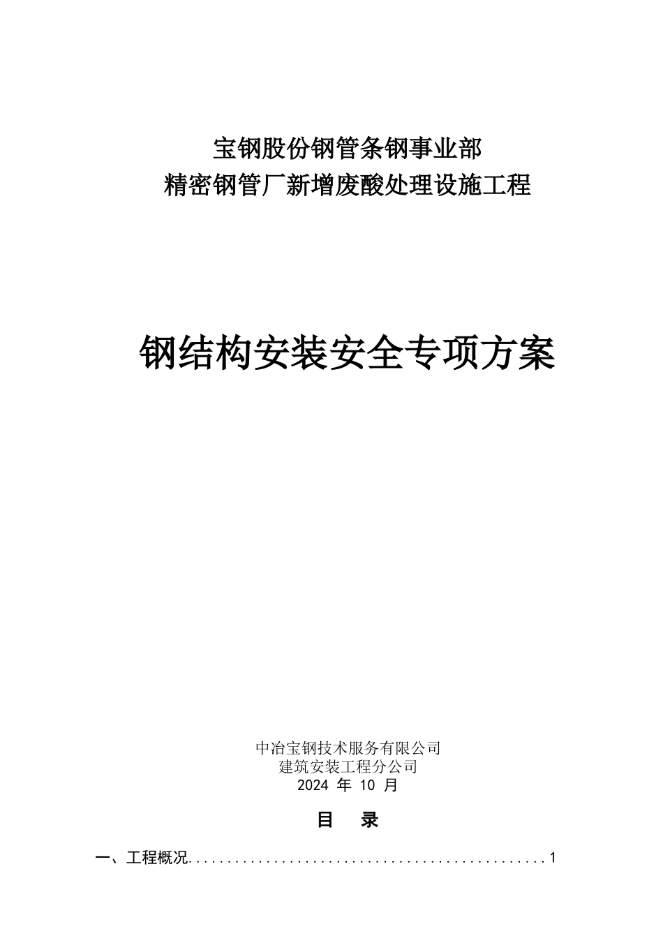 钢结构安装安全专项方案-_第1页