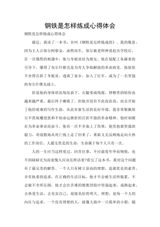 钢铁是怎样炼成心得体会