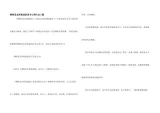 钢铁是怎样炼成的读书心得大全5篇