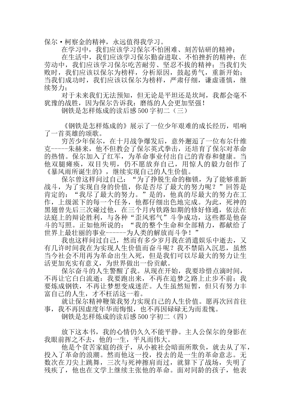 钢铁是怎样炼成的读后感500字初二_第2页