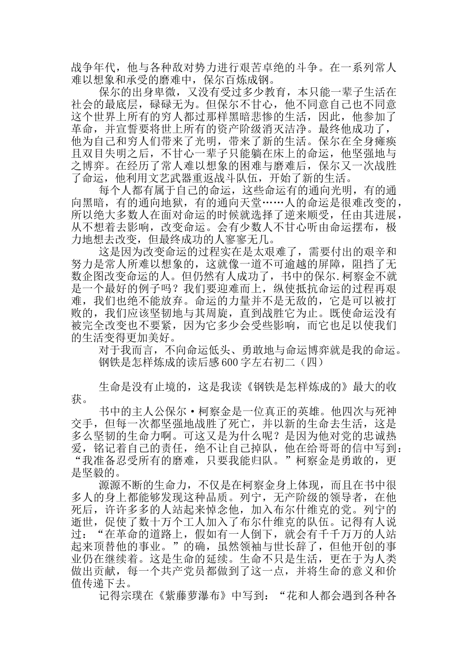 钢铁是怎样炼成的读后感600字左右初二_第3页