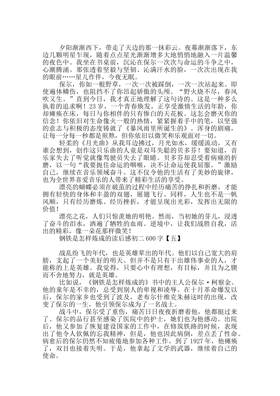 钢铁是怎样炼成的读后感初二600字_第3页