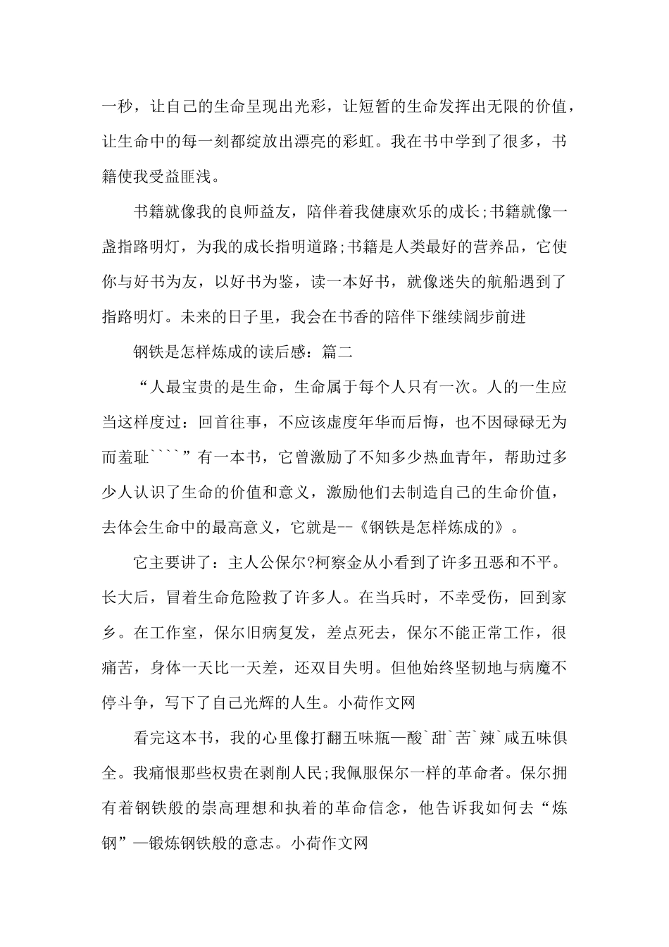 钢铁是怎样炼成的读后感作文5篇精选_第3页