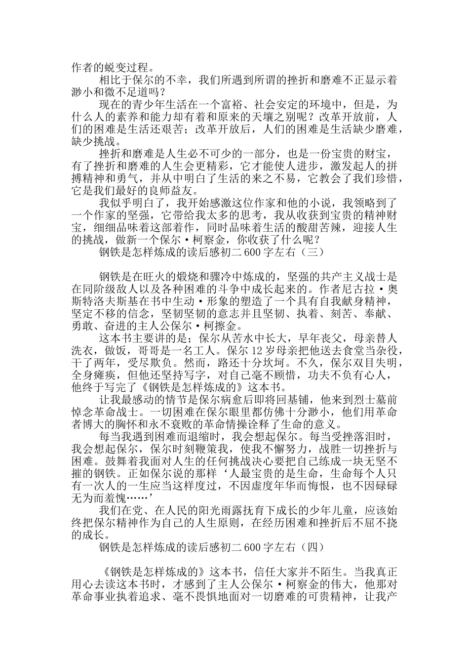 钢铁是怎样炼成的读后感初二600字左右_第2页