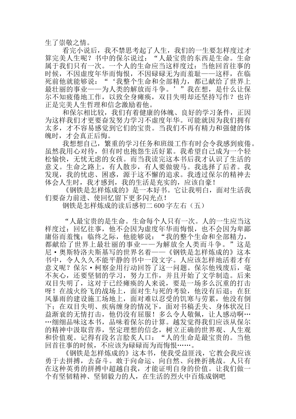 钢铁是怎样炼成的读后感初二600字左右_第3页