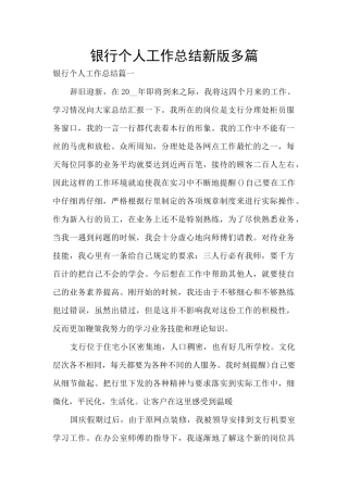 银行个人工作总结新版多篇
