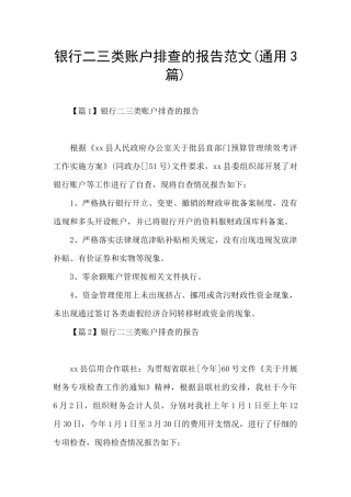 银行二三类账户排查的报告范文