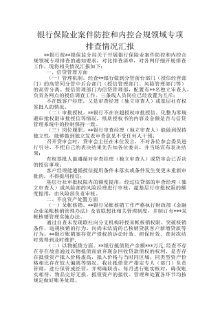 银行保险业案件防控和内控合规领域专项排查情况汇报