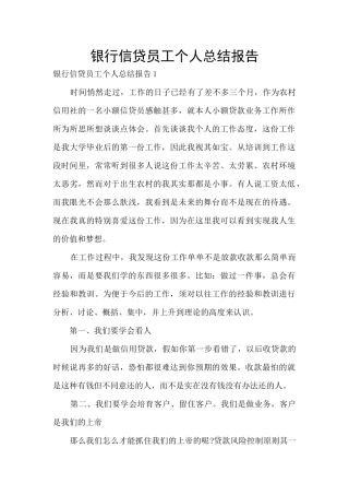 银行信贷员工个人总结报告
