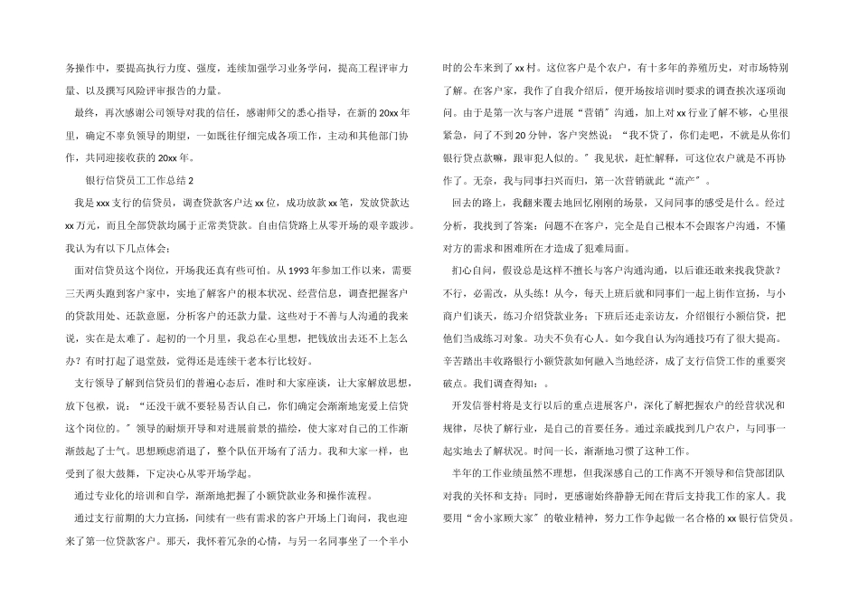 银行信贷员工工作总结_第2页