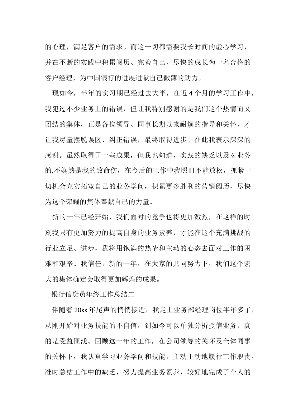 银行信贷员年终工作总结2024_第3页