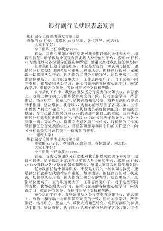 银行副行长就职表态发言