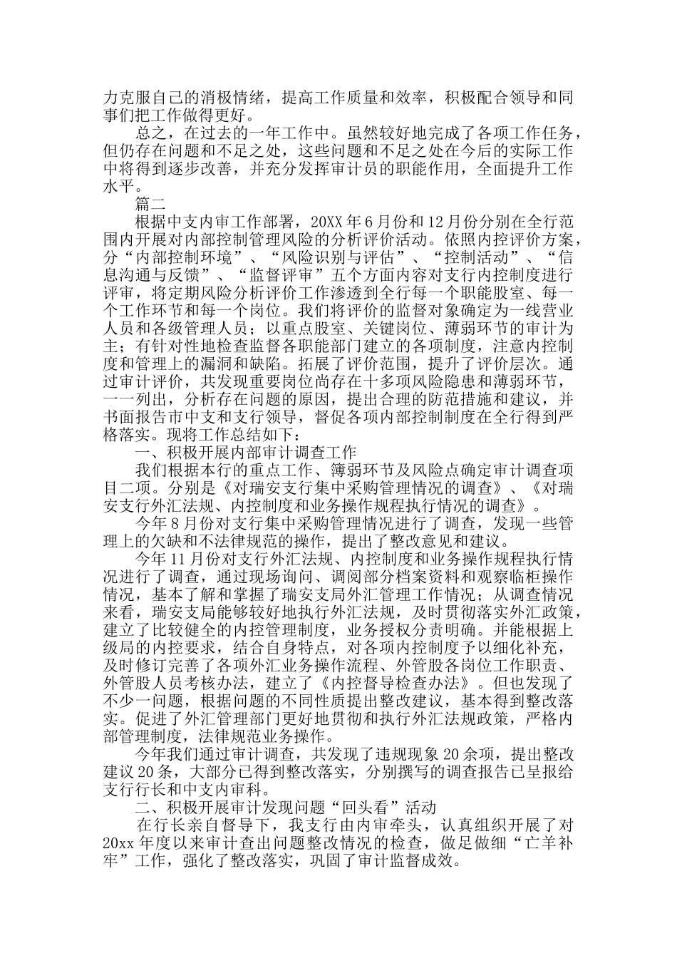 银行审计人员工作总结三篇_第2页