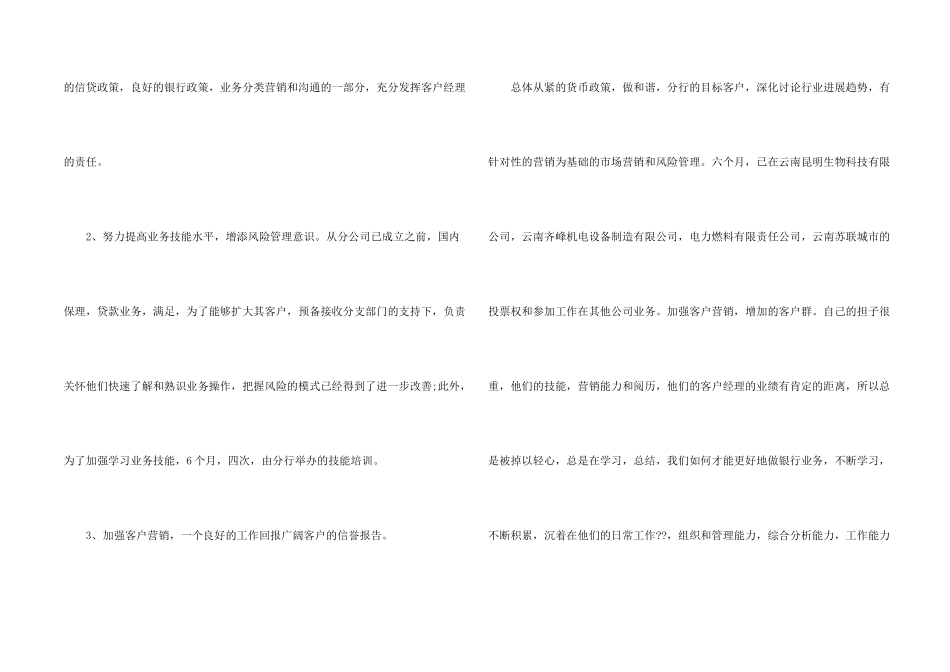 银行客户经理上半年工作总结7篇_第2页