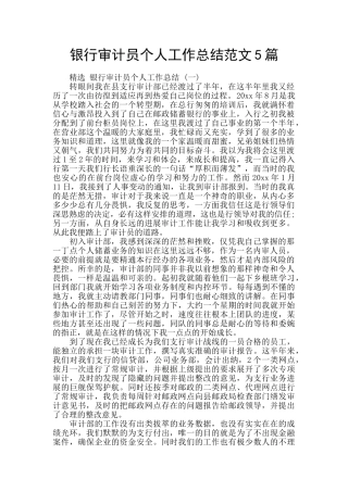 银行审计员个人工作总结范文5篇