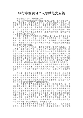 银行寒假实习个人总结范文五篇