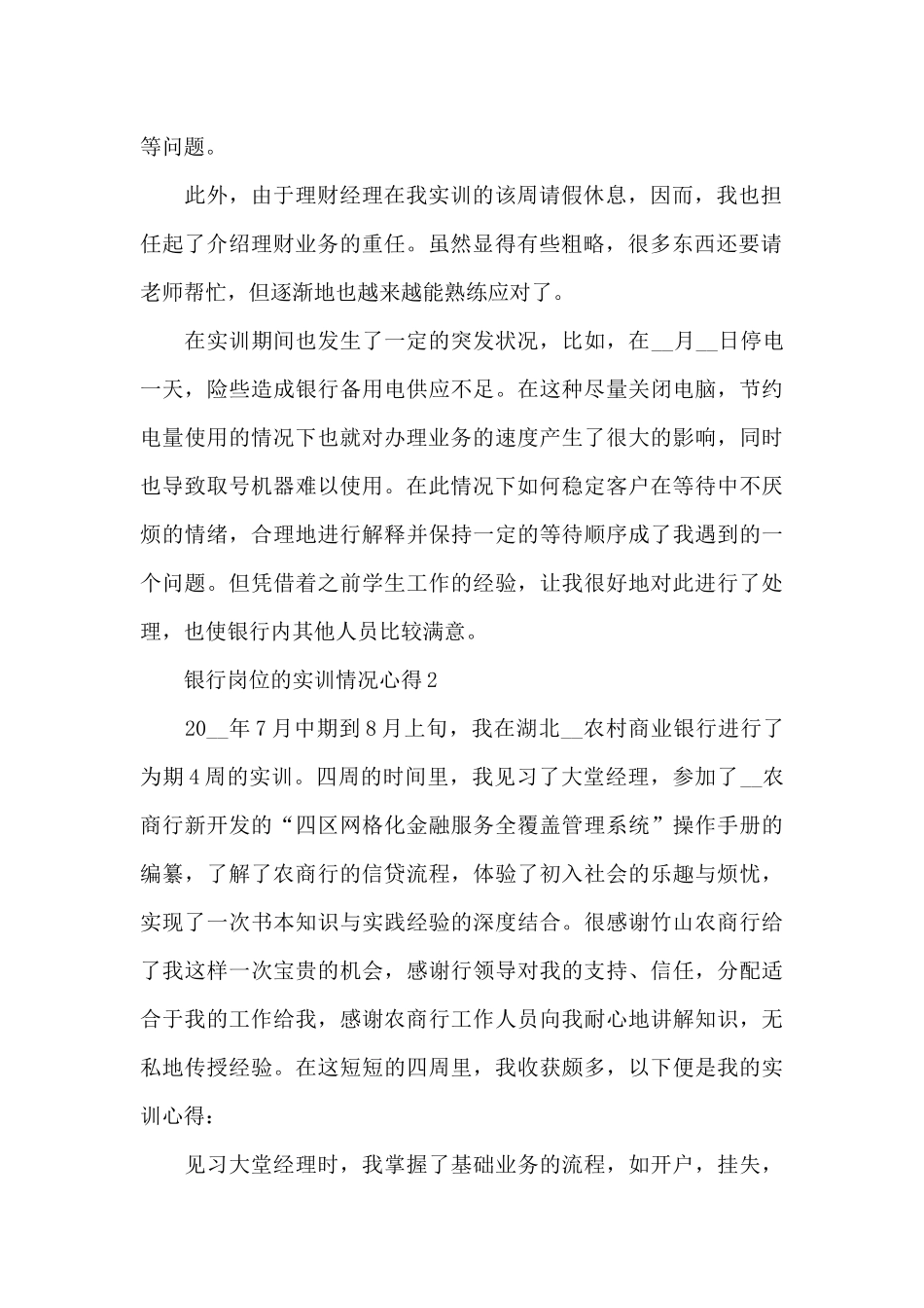 银行岗位的实训情况心得范文_第2页
