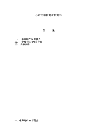 小红门项目商业招商计划书