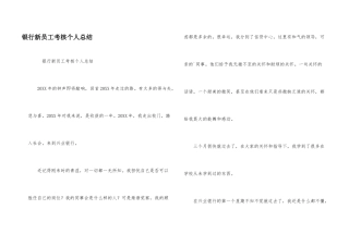 银行新员工考核个人总结